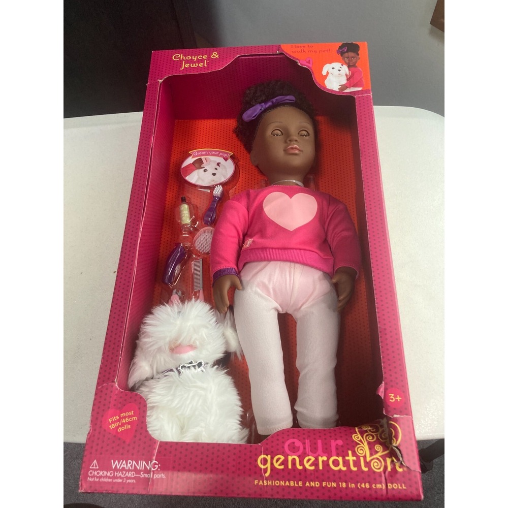 Our Generation CHOYCE and JEWEL Puppy SET 18" Doll Fluffy White Dog Hard to Find
